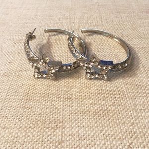 Rhinestone and silver star earrings